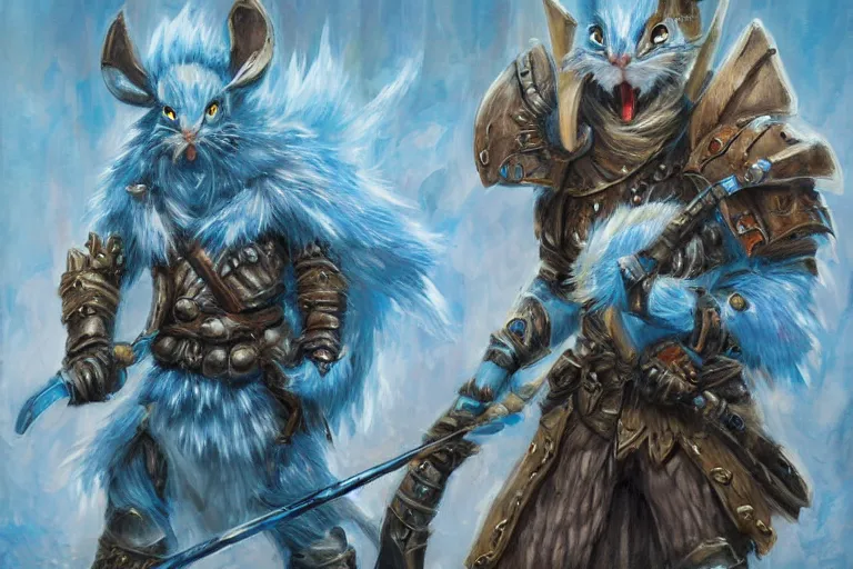 Image similar to dungeons and dragons fantasy painting, close order phalanx of mice spartans, 3 0 0, whimsical and cute, determined expressions, watery blue eyes, anime inspired, white fur, tufty whiskers, steel blades, dawn lighting, at thermopolae