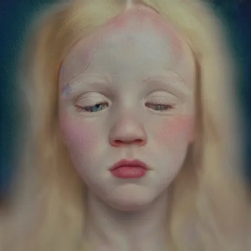 Prompt: realistic expired kodak film portrait of albino madonna mix, hyperrealism, hypermaximalism, photorealistic, detailed, atmospheric, 8 k, award winning photography, cinematic