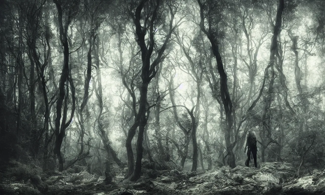 Image similar to cate blanchett, hero of the woods. andreas achenbach, mikko lagerstedt, zack snyder, tokujin yoshioka