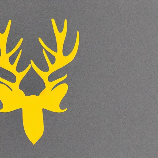 Prompt: a yellow moose logo with maple leaf shaped antlers, graphic design, logo