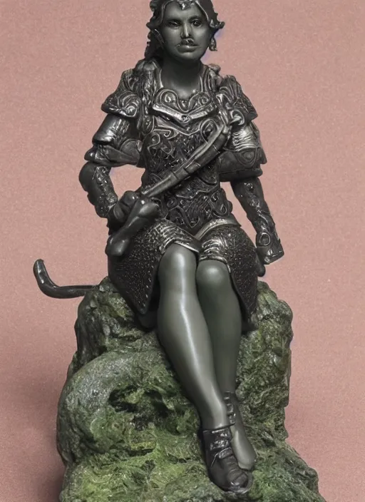 Prompt: Product Introduction Photos, 4K, Full body, 80mm resin detailed miniature of a worrier woman, sitting