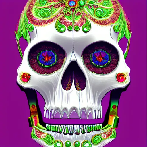 Prompt: a detailed fabergé slmexican skull, digital painting, perfect, ultra graphics shiny effect, glossy surface