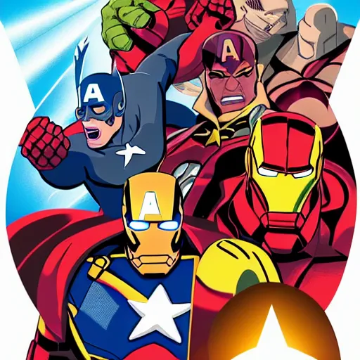 Image similar to avengers calarts style, backlit, harsh overhead sunlight,