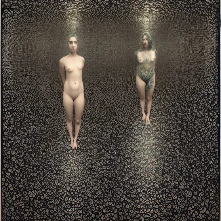 Image similar to myself, infinity mirror, infinity mirror, infinity mirror, digital camo, by Andy Thomas, Mario Martinez, Daniel Mirante, Gustave Dore