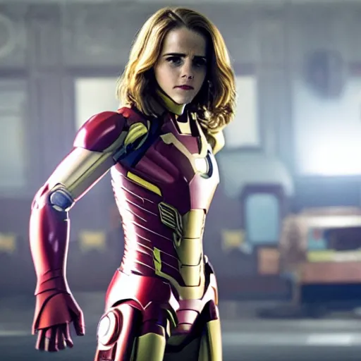 Image similar to a still of emma watson in iron man