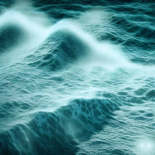 Prompt: large ocean waves, realistic, octane render, volumetric lighting, render, cinematic, dramatic, night