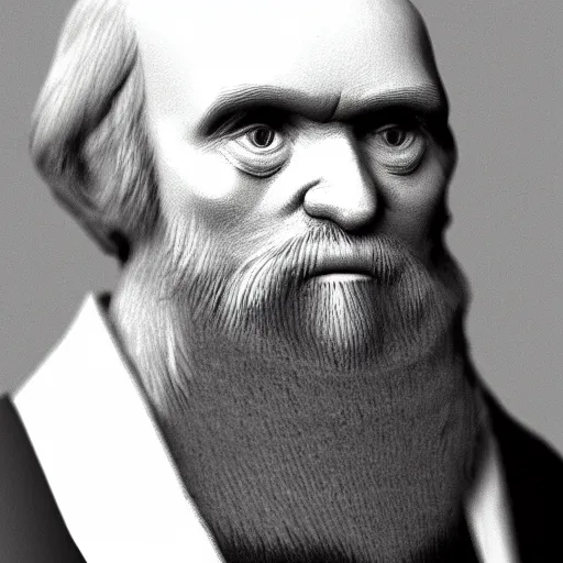 Prompt: low polygon charles darwin