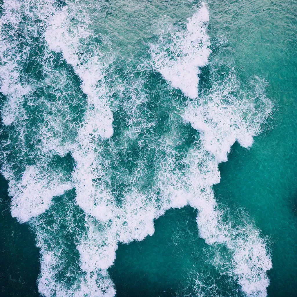 Prompt: the sea, drone view