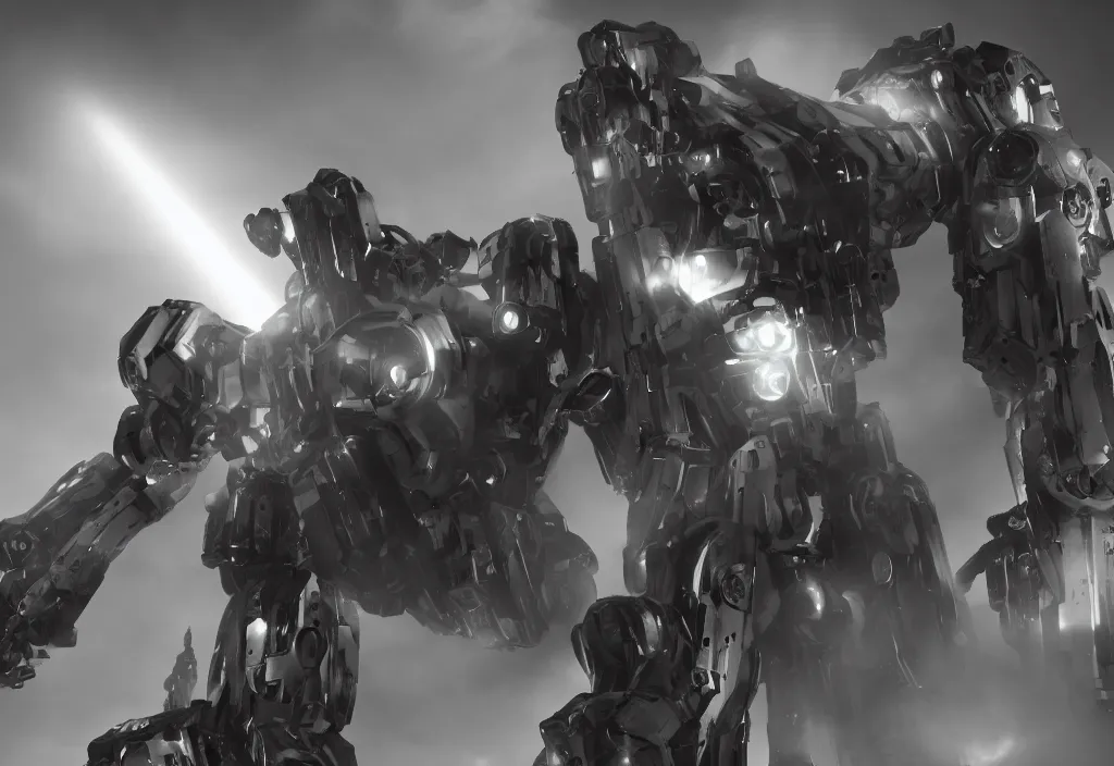 Prompt: mecha with the face of peron, photorealistic, film, cinematic lighting, octane tender, volumetric light, dark - art