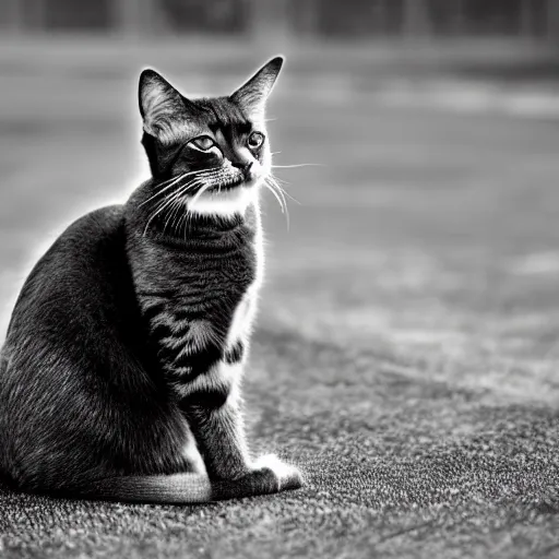 Prompt: a cat giving a lecture MIT, black & white photo 8K