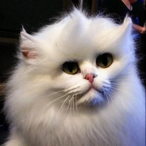 Image similar to cat with fur overwhelmingly ( very very fluffy! ) giant puff ball