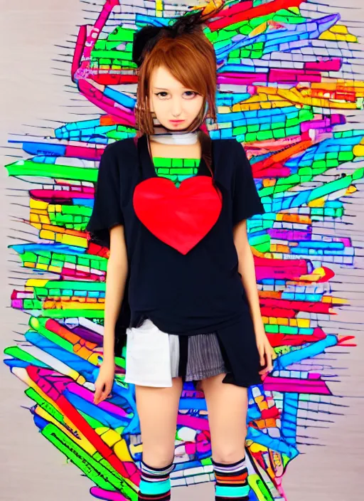 Image similar to poorly drawn anime girl, cute outfit, posing, crayon art, very silly looking