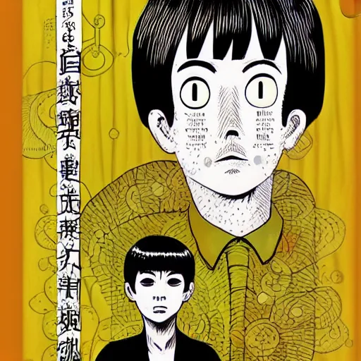 Prompt: cover art illustration for a mathematics textbook by Junji Ito