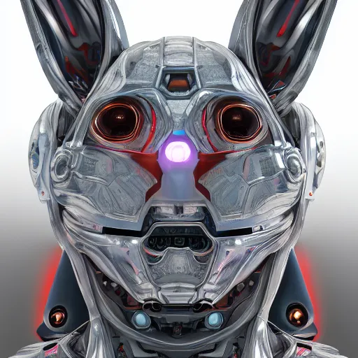 Image similar to a highly detailed portrait of a robotic humanoid rabbit mecha, fine art, detailed line drawing, 8 k, 4 k, oil on canvas, trending on artstation