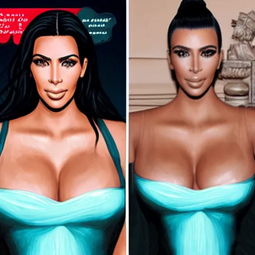 Prompt: kim kardashian defeats god