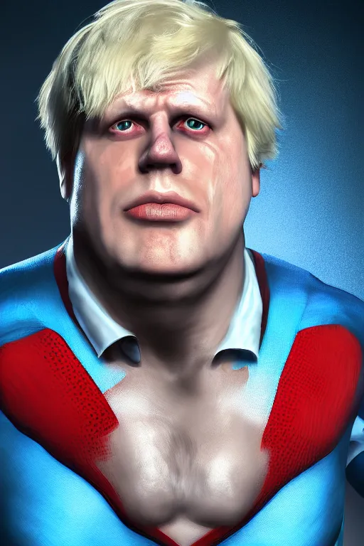 Image similar to Boris Johnson Superhero of Great Britain, HD, hyper-fidelity, ray tracing, god rays, digital art, trending on artstation, artstationHD, artstationHQ, 4k, 8k