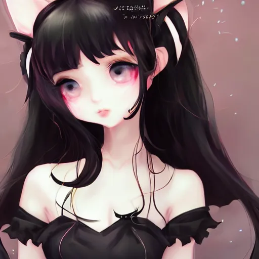 Prompt: realistic beautiful gorgeous natural cute fantasy girl black hair cute black cat ears in maid dress outfit beautiful eyes art drawn full HD 4K highest quality in artstyle by professional artists WLOP, Taejune Kim, JeonSeok Lee, ArtGerm, Ross draws, Zeronis, Chengwei Pan on Artstation