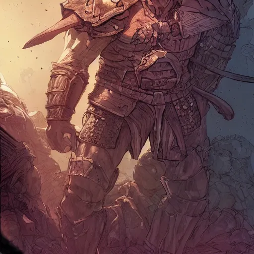 Image similar to cell shaded cartoon, a portrait of a fully armored evil warlock version of conan the barbarian, illustration, wide shot, subtle colors, concept art by josan gonzales and wlop, laurie greasley, jordan grimmer and james jean, highly detailed, sharp focus, trending on artstation, hq, deviantart, art by artgem