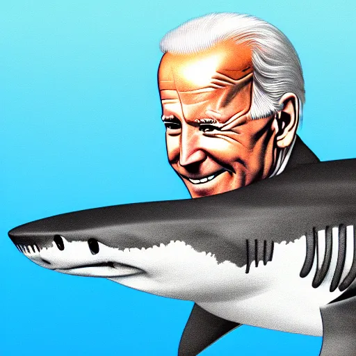 Prompt: portrait of joe biden as a shark, ultra detailed, 8 k resolution