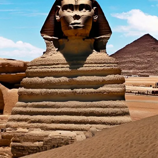 Image similar to the sphinx in a stopmotion set