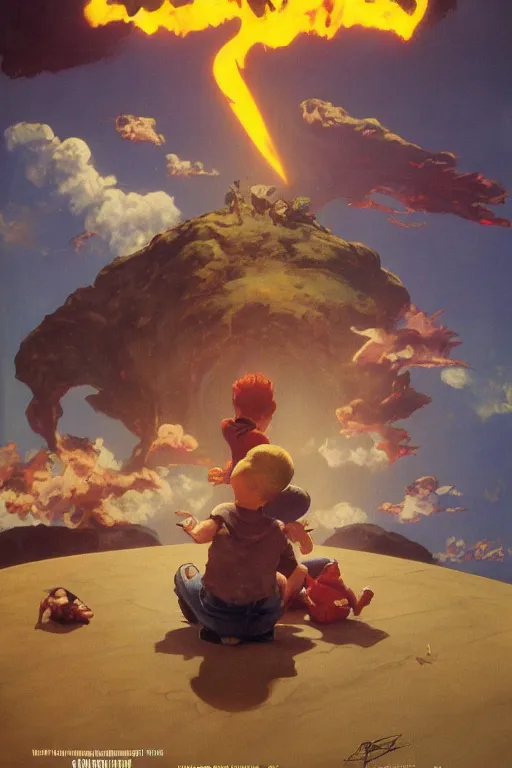 Prompt: Movie poster of EarthBound 2, Ness , Highly Detailed, Dramatic, A master piece of storytelling, by frank frazetta, ilya repin, 8k, hd, high resolution print