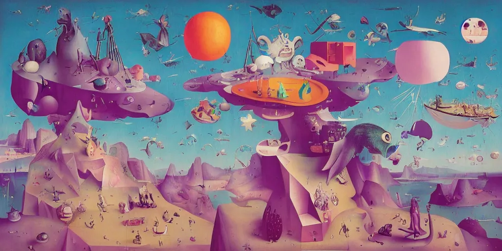 Prompt: “brave new world by hieronymus bosch, lisa frank and beeple”