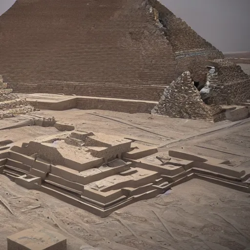Prompt: 8 k hd detailed octane render of the construction of the pyramids