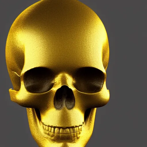 Image similar to half gold half marble statue of a beautiful skull woman, rendered in vray with realflow fluid simulations