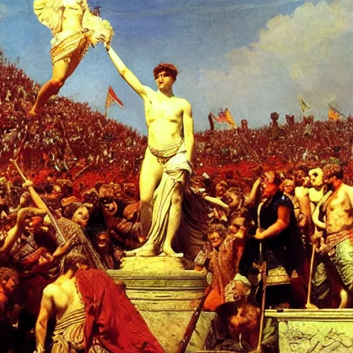 Image similar to the triumph of augustus, by ilya repin, oil on canvas, 1 8 8 3