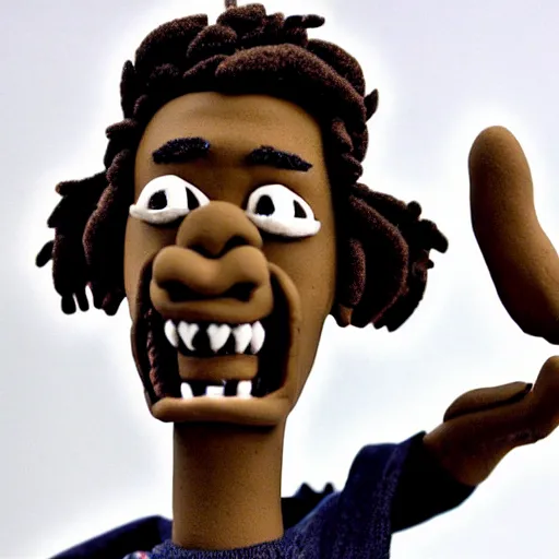 Image similar to wiz khalifa, made of clay, claymation