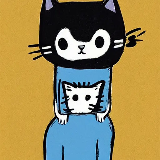 Prompt: cute cat playing by jean jullien