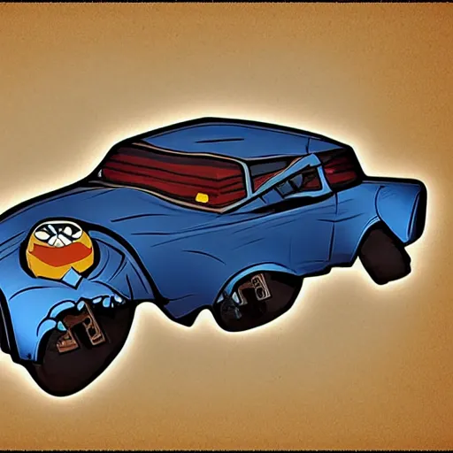 Image similar to grim fandango art style car concept