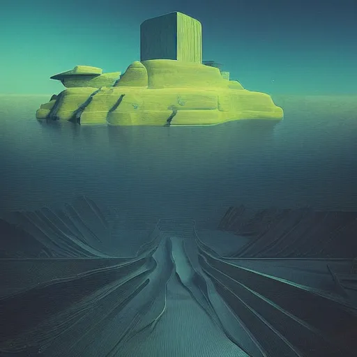 Image similar to A Landscape by Beeple and Salvador Dali