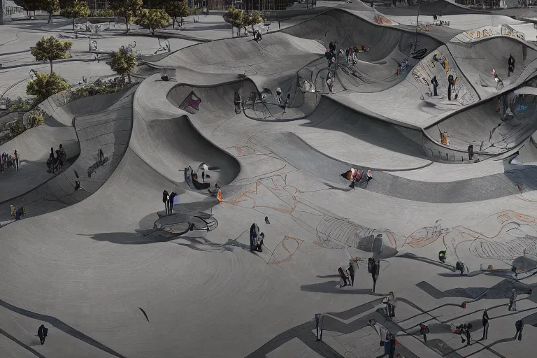 Image similar to dystopian skatepark, digital art, highly detailed, sharp, 4 k