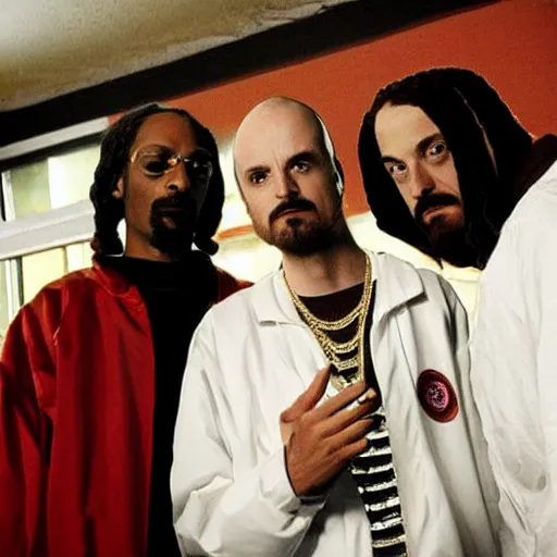 Image similar to snoop dogg plays jesse pinkman in breaking bad with walter white, yo