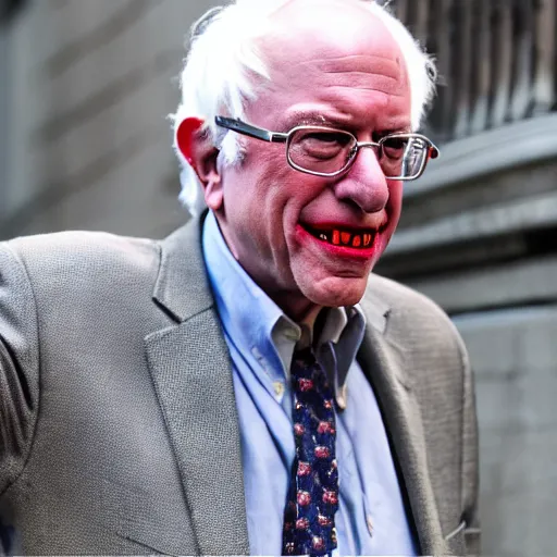 Image similar to film still of Bernie Sanders as joker in the new Joker movie