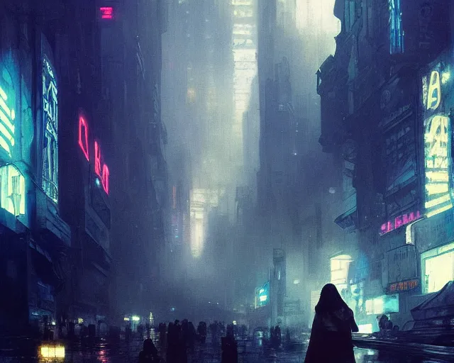 Image similar to 2 0 1 8 blade runner movie still girl look at the cityscape from roof perfect face fine realistic face pretty face neon puffy jacket blue futuristic sci - fi elegant by denis villeneuve tom anders zorn hans dragan bibin thoma greg rutkowski ismail inceoglu illustrated sand storm alphonse mucha