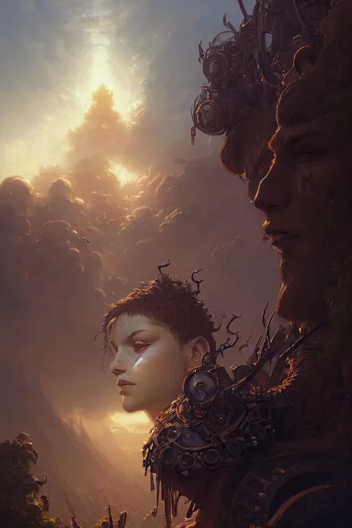 Image similar to highly detailed portrait of god ares, stephen bliss, unreal engine, fantasy art by greg rutkowski, rhads, ferdinand knab, makoto shinkai and lois van baarle, ilya kuvshinov, rossdraws, tom bagshaw, global illumination, radiant light, detailed and intricate environment, steampunk