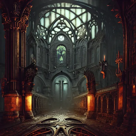 Image similar to steam necropolis, memento mori, gothic, neo - gothic, art nouveau, hyperdetailed copper patina medieval icon, stefan morrell, philippe druillet, ralph mcquarrie, concept art, steampunk, unreal engine, detailed intricate environment, octane render, moody atmospherics, volumetric lighting, ultrasharp, ominous, otherworldly