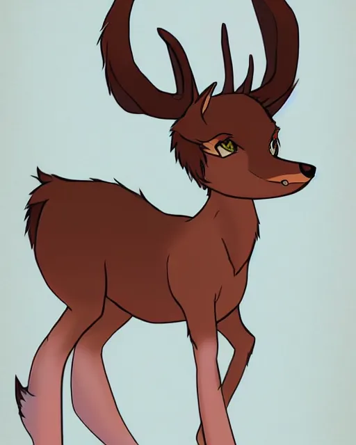 Prompt: anime concept art of an anthropomorphic furry deer character