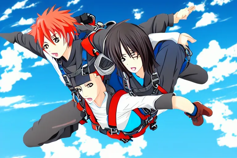 Prompt: anime character skydiving