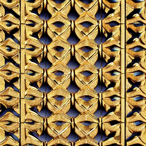 Image similar to 3d render of an abstract medieval pattern gold tile, symetrical