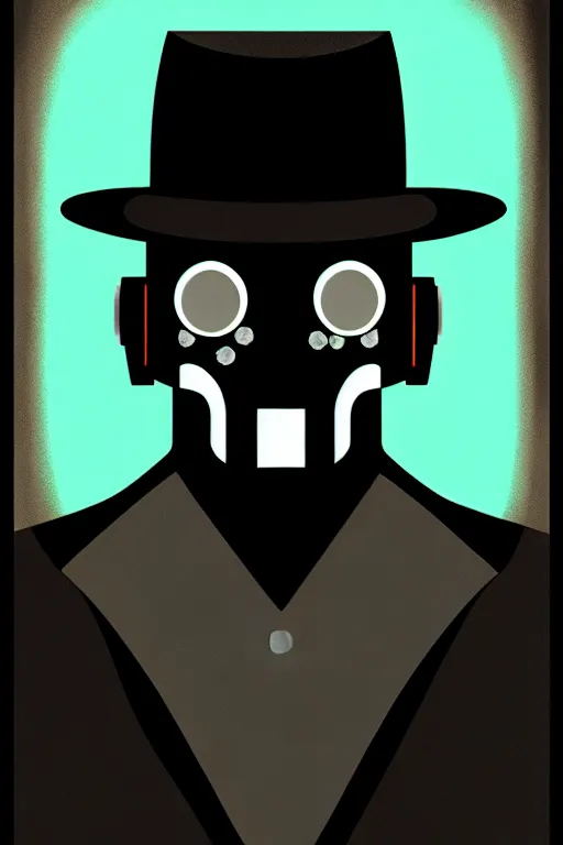 Image similar to portrait of noir robot detective