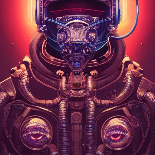 Image similar to hyperrealistic portrait of a squid monster astronaut, full body portrait, well lit, intricate abstract. cyberpunk, intricate artwork, by Tooth Wu, wlop, beeple. octane render,in the style of Jin Kagetsu, James Jean and wlop, highly detailed, sharp focus, intricate concept art, digital painting, ambient lighting, 4k, artstation