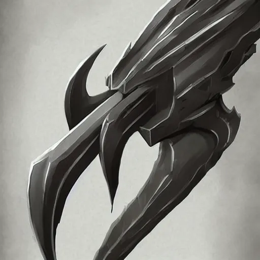 Image similar to concept art of scythe weapon, scythe design, fantasy scythe, fantasy, behance, pinterest, deviantart, artstation, weapons concept art, design, rpg, weapon, detailed, digital art, incredible, digital painting