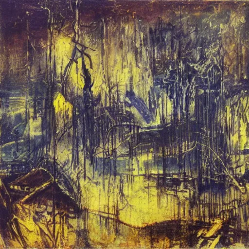 Image similar to mystic winter landscape, cyberpunk affandi