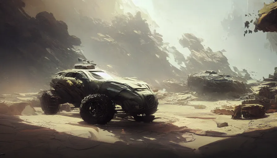 Image similar to a beautiful concept design of a supercar converted into offroad suv by cory loftis, fenghua zhong, ryohei hase, ismail inceoglu and ruan jia. volumetric light, detailed, octane render, horizon forbidden west