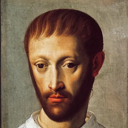 Image similar to a painting of a man with a horses face, by Agnolo Bronzino