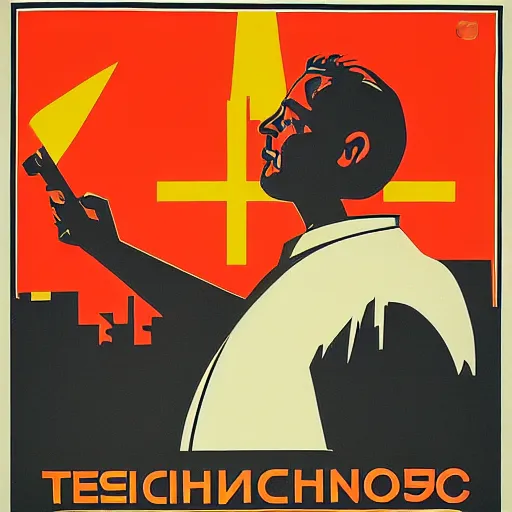 Prompt: techno music, soviet propaganda poster art