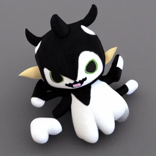 Image similar to cute fumo chibi luchadore plush imp, black and white with hearts, soft shadow, vray